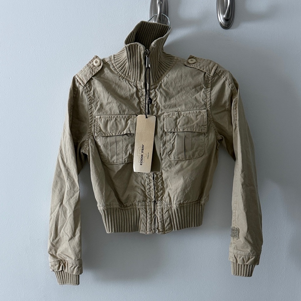 Kids Lightweight Khaki Pea Coat Jacket